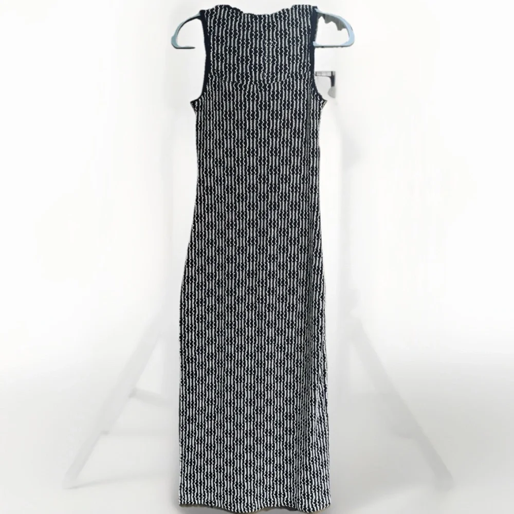 Steve Madden Bodycon Tank Midi Dress Cut Mesh Crochet Striped Pattern Knit S - Picture 14 of 14